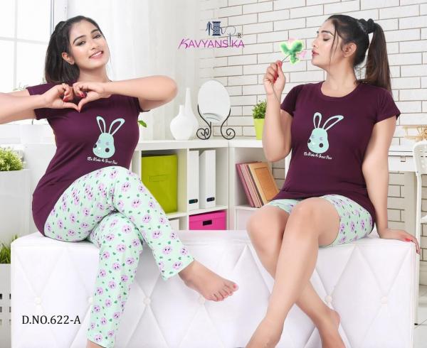 Kavyansika Vol 622 Beautiful Hosiery Cotton 3 Piece Night Dress